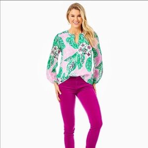 Lilly Pulitzer Aaron Silk blouse metallic threads